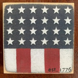 266 (4 x 4) Est 1776 Flag wood block 266 (4 x 4) Est 1776 Flag wood block